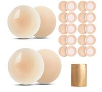 LIANRISES 2 Pares Pezoneras Adhesivas Invisibles Reutilizables el Silicona, 10 Pares Cubre Pezones Desechables Pegatina, Ultra Finas, Pegatinas para Sujetadores Que Evitan Rozaduras en el Pecho