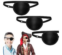 LIANRISES 3 Pièces Cache œil Adultes Et Enfants Noirs, Cache-œil Réglable 3d Pour Amblyopie Ou Strabisme,Doux Confortable, Une Chirurgie, MéDical, Pirate, Yeux Gauche Ou Droit Et Cosplay
