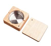 LIANTIAN Cenicero magnético Decorativo de Madera Maciza, con Detalles texturizados, Resistente a caídas, Apto para Uso doméstico y de Oficina.(Light,10 * 10 * 4.3)