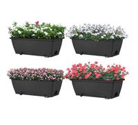 LIANTRAL Juego de 4 Maceteros Colgantes - Macetas de Balcón Modernas con Drenaje - Jardinería Urbana Vertical sin Taladrar - Ideal para Plantas Aromáticas, Flores - Negro
