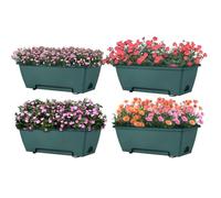 LIANTRAL Juego de 4 Maceteros Colgantes - Macetas de Balcón Modernas con Drenaje - Jardinería Urbana Vertical sin Taladrar - Ideal para Plantas Aromáticas, Flores - Verde