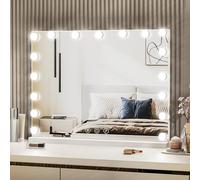 LIANWANG Espejo de Maquillaje Hollywood 80 x 62 cm, Espejo Grande con 17 Luces LED Regulables, 3 Modos, Función de Memoria, Cargador USB y Type C, Control Táctil, Blanco