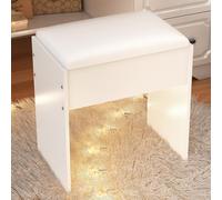 LIANWANG Taburete de tocador blanco, madera maciza, 43 x 40 x 24 cm, tapizado, para maquillaje y dormitorio