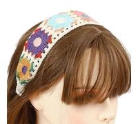 LIANXUE Diadema de punto floral para mujer, turbante elástico floral de ganchillo, estilo étnico, estilo étnico, diadema envolvente