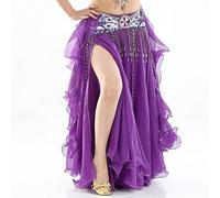 LIANYG Vientre Baile Ropa Larga Maxi Faldas Lady Belly Dance Faldas Mujer Belly Dance Falda Professiva Pañuelo para Danza del Vientre (Color : Dark Purple, Size : One Size)
