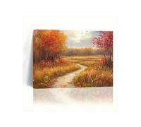 lianyibo 1 lienzo de arte de pared con sendero forestal otoñal, pintura de paisaje otoñal, impresión de paisaje campestre tranquilo para sala de estar (70 x 110 cm/marco interior)