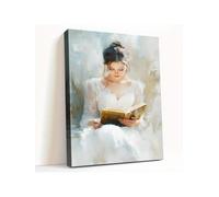 lianyibo 1 lienzo de mujer elegante leyendo un libro, impresión artística para pared, retrato abstracto moderno, decoración estética serena para el hogar (20 x 30 cm/sin marco)