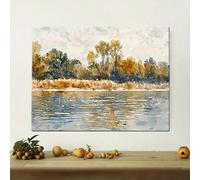 lianyibo 1 pezzo di arte murale su tela con paesaggio moderno, scena di fiume con natura tranquilla, dipinto stampato per ufficio, soggiorno, camera da letto, arredamento, struttura 50x70 cm