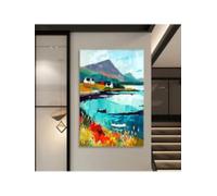lianyibo 1 pezzo di arte murale su tela con paesaggio, stampe su tela con vista su lago e montagna, per soggiorno, camera da letto, cornice 80x120 cm