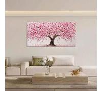 lianyibo 1 pezzo di stampa su tela con albero di ciliegio in fiore, paesaggio di pesco rosa, albero di prugne astratto, poster per soggiorno, 90x180 cm, senza cornice