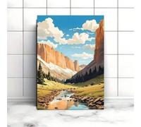 lianyibo 1 pezzo di tela con paesaggio di montagna, fiume, valle, arte murale, scena naturale, stampa astratta moderna per soggiorno, camera da letto, arredamento 60x90 cm senza cornice