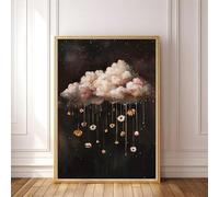 lianyibo 1 pezzo di tela vintage con nuvole floreali, disegni di fiori selvatici stravaganti per soggiorno, camera da letto, decorazioni per la casa, 50x75 cm senza cornice