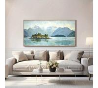 lianyibo 1 pezzo grande tela con paesaggio di lago di montagna, arte da parete moderna in stile Art Déco per soggiorno, camera da letto, ufficio, cornice 50x100 cm