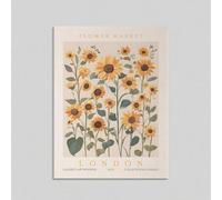 lianyibo 1 poster su tela con stampa del mercato dei fiori, arte murale con girasoli, opera d'arte floreale vintage, decorazione botanica astratta per la stanza, cornice 50x70 cm
