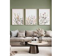 lianyibo 3 pezzi di stampa artistica su tela con fiori di campo e farfalle, poster botanico minimalista, arte moderna nordica, decorazione per camera da letto, 50x75 cm, cornice x 3