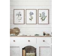 lianyibo 3 pezzi di stampe su tela con fiori, stampe botaniche blu, decorazioni da parete in stile rustico, soggiorno, camera da letto, cucina, 40x60 cm, cornice x 3