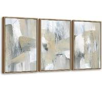 lianyibo 3 piezas de arte de pared abstracto grande beige neutro, pintura artística, cuadro moderno wabi-sabi, impresiones en lienzo, decoración para sala de estar (30 x 40 cm x 3/marco interior)