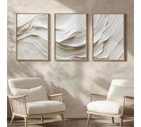lianyibo 3 piezas de arte de pared minimalista en tonos suaves y beige neutros impresiones abstractas en lienzo con ondas en beige y blanco decoración de pared moderna marco de 50 x 75 cm x 3