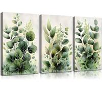 lianyibo 3 piezas de lienzo con hojas de plantas verdes, arte de pared, estilo rústico vintage, carteles botánicos, impresiones para decoración de oficina y dormitorio (50 x 70 cm x 3/marco interior)