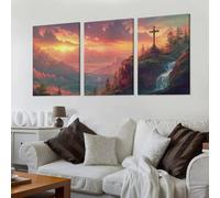 lianyibo Arte de pared cristiano con la imagen de Jesús y Dios en lienzo, póster con impresión de cruz sobre roca, para sala de estar, oficina, dormitorio (60 x 90 cm x 3 cm/sin marco)