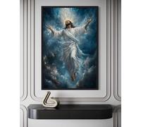 lianyibo Arte mural de la Ascensión de Jesús, impresión cristiana en lienzo de Cristo ascendiendo al cielo, póster de pintura religiosa para decoración del hogar (50 x 75 cm/marco interior)
