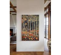 lianyibo Bosque De Otoño Impresión De Arte En Lienzo Para Pared, Gustav Klimt Inspirado En Naturaleza Impresión, Paisaje Pintura Woodland Decoración Para Hogar (20x30cm/marco Interior)