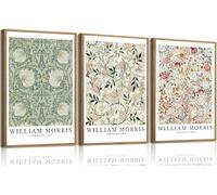 lianyibo Conjunto de 3 láminas decorativas vintage de William Morris con motivos botánicos y florales, estilo abstracto, para pared, decoración rústica de estilo campestre (30x40cmx3/marco interior)