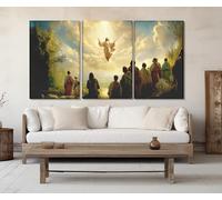 lianyibo Cuadro de la Ascensión de Jesús impreso en lienzo, impresión en lienzo de la Sagrada Biblia, póster de Jesús, arte de pared para decoración del hogar (50 x 70 cm x 3/marco interior)
