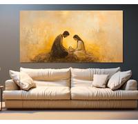 lianyibo Cuadro de la Natividad de Jesús impreso en lienzo, impresión en lienzo de la Sagrada Biblia, arte religioso para pared, decoración del hogar (65 x 130 cm/marco interior)