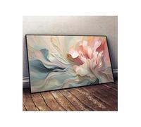 lianyibo Cuadro decorativo de pared moderno abstracto floral en lienzo tonos rosa suave y melocotón estilo acuarela ideal para sala o dormitorio (70 x 110 cm/sin marco)