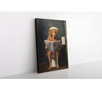 lianyibo Cuadro impreso sobre lienzo de un perro golden retriever sentado en el inodoro | Arte divertido para pared de baño (80 x 120 cm/Sin marco)