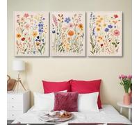 lianyibo Decorazione da parete Boho con fiori selvatici, per cameretta dei bambini, per cameretta dei bambini vintage, stampa botanica, decorazione per la casa, 50x75 cm, cornice x 3