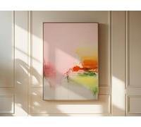 lianyibo Dipinto astratto da parete, grande stampa giclée su tela, arte astratta moderna rosa e verde, arredamento per soggiorno e ufficio, 50x75 cm senza cornice