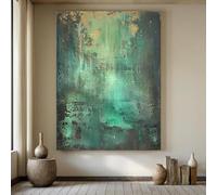 lianyibo Dipinto su tela verde, stampe minimaliste con texture verde, grande dipinto astratto, decorazione per soggiorno, struttura 70x110cm
