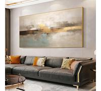 lianyibo Grande dipinto astratto, collage di arte murale moderna, decorazione murale neutra beige e grigia per soggiorno e ufficio, cornice 50x100 cm