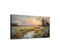 lianyibo Grande tela artistica da parete vintage con fiori selvatici, fattoria, dipinto murale, paesaggio naturale, opera d'arte, decorazione estetica per la casa, 50x100 cm, senza cornice