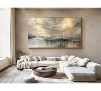 lianyibo Grandi stampe astratte su tela, texture grigia, decorazione da parete moderna per soggiorno, arte murale neutra alla moda, 75x150 cm, senza cornice