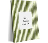 lianyibo How Lucky Are We Canvas Wall Art Green Striped Quote Poster Girly Preppy Picture Prints for Living Room Bedroom Decor(70x100/Inner frame)