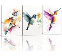 lianyibo Hummingbird Canvas Wall Art 3 Piece Rustic Farmhouse Animal Paintings Prints for Living Room Bedroom Bathroom Decor(50x75x3/Frameless)