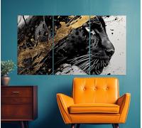 lianyibo Impresión abstracta en lienzo de Pantera Negra, arte mural de panteras, póster abstracto de animales, decoración para sala de estar y dormitorio (80 x 120 cm x 3 cm/marco interior)