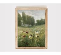 lianyibo Impresión artística de pared de campo vintage, lienzo rústico con vistas naturales de primavera, pintura de paisaje, póster, imagen para decoración del hogar, 60 x 80 c m, sin marco