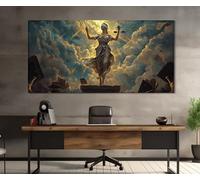 lianyibo Impresión en lienzo abstracta de la Dama de la Justicia, decoración de oficina de abogados, arte de pared de justicia, decoración abstracta moderna para sala de estar (65 x 130 cm/sin marco)