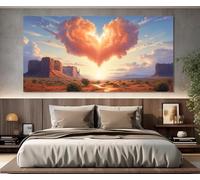 lianyibo Impresión en lienzo de nube lluviosa en forma de corazón en Arizona, arte de pared romántico de Sedona Red Rocks, decoración romántica para sala de estar (30 x 60 cm/sin marco)