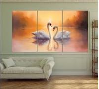 lianyibo Impresión en lienzo de pareja de cisnes en estilo vintage, arte romántico de pared, decoración de dormitorio (40 x 60 cm, marco interior)