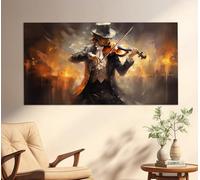 lianyibo Impresión en lienzo de violinista tocando el violín en estilo vintage, pintura de violinista, arte mural musical, decoración de escuela de música (60 x 120 cm/marco interior)