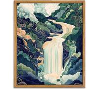 lianyibo Japanese Landscape Wall Art Nature Vintage Poster Print, Abstract Mountain Wall Decor for Living Room, Bedroom(50x70/Inner frame)