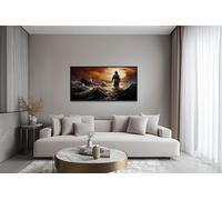 lianyibo Jesús caminando sobre el agua en medio de una tormenta, póster cristiano moderno, decoración espiritual para sala de estar (90 x 180 cm/marco interior)