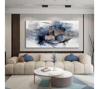 lianyibo Large Canvas Wall Art Abstract Wall Art - Modern Black and White Paintings,Blue and Grey Living Room Wall Decor(90x180/Inner frame)