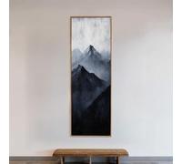 lianyibo Lienzo con impresión de montaña Cumbres Serenas Verticales | Arte de pared Japandi en gris carbón para decoración de sala de estar (45 x 135 cm/Sin marco)