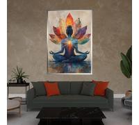 lianyibo Lienzo de loto meditativo arte de yoga póster de meditación colorido diseño de lienzo para pared decoración de energía de chakras 50 x 70 cm sin marco